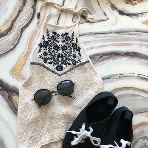 Embroidered Halter Top